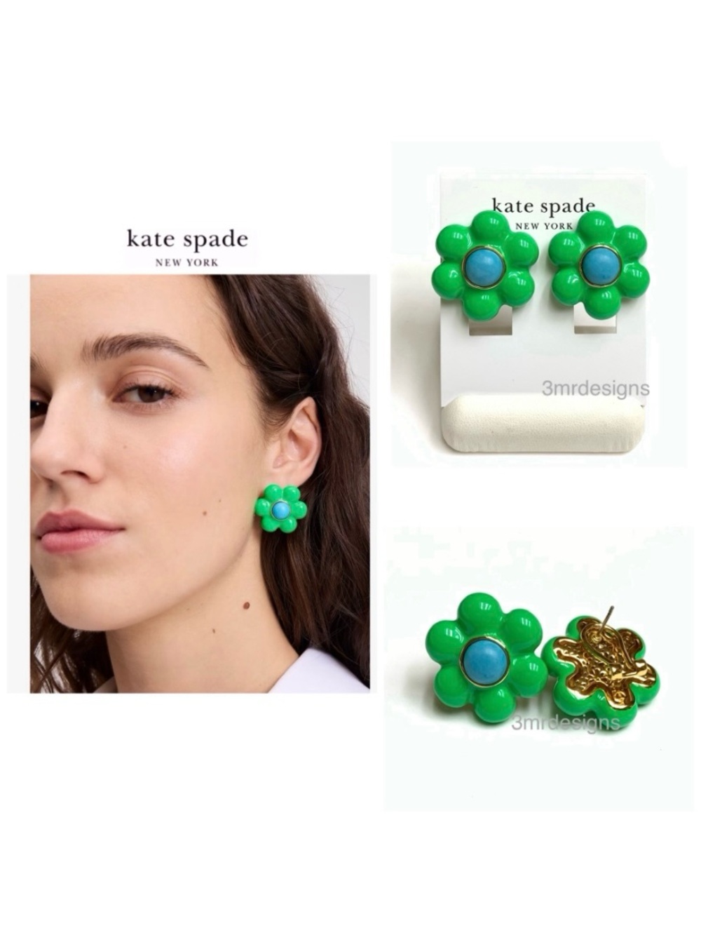 NWT Kate Spade♠️PETAL PUFF 12K Plated Brass Puffed-up Large Flower Stud Earrings